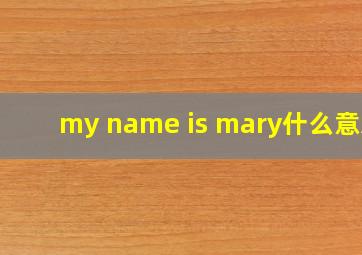 my name is mary什么意思